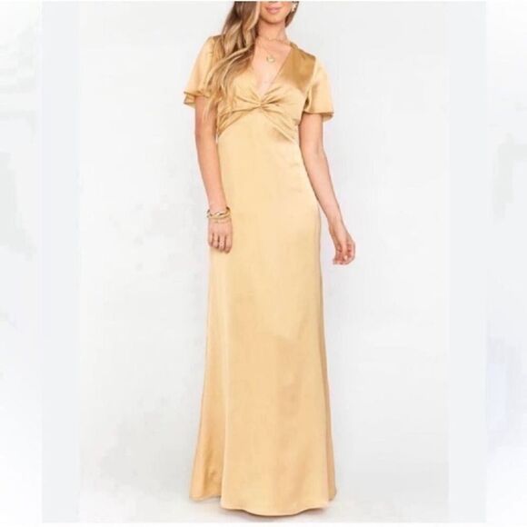Show Me Your MUMU Tan Silky Gown/
Dress(Size Large) - Picture 1 of 9